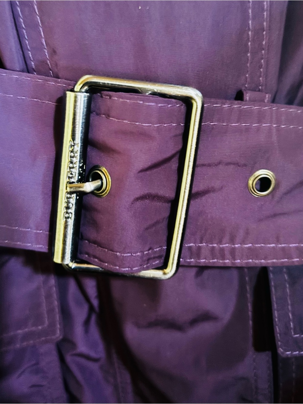 Burberry Dark Purple Belted Trench Coat with Zip Details - Picture 5 of 14